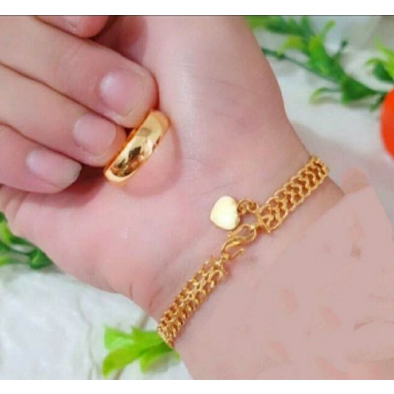 gelang tikar gold 24k free cincin coin / gelang tangan panjang 18cm