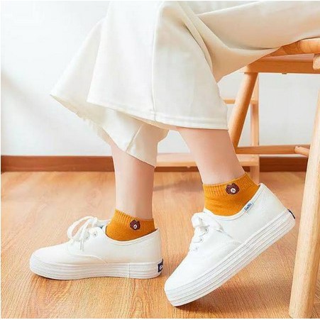 Kaos Kaki Pendek Mata Kaki Motif Broun (Kain Spandek + Polyester Breathable)-1