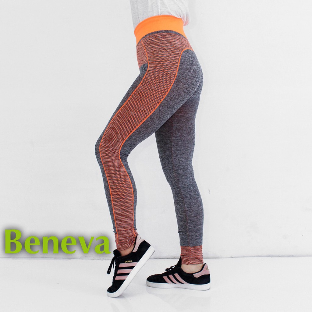 CELANA LEGGING WANITA-CELANA SENAM WANITA-CELANA FITNESS-CELANA JOGGING-BINTIK ORANGE