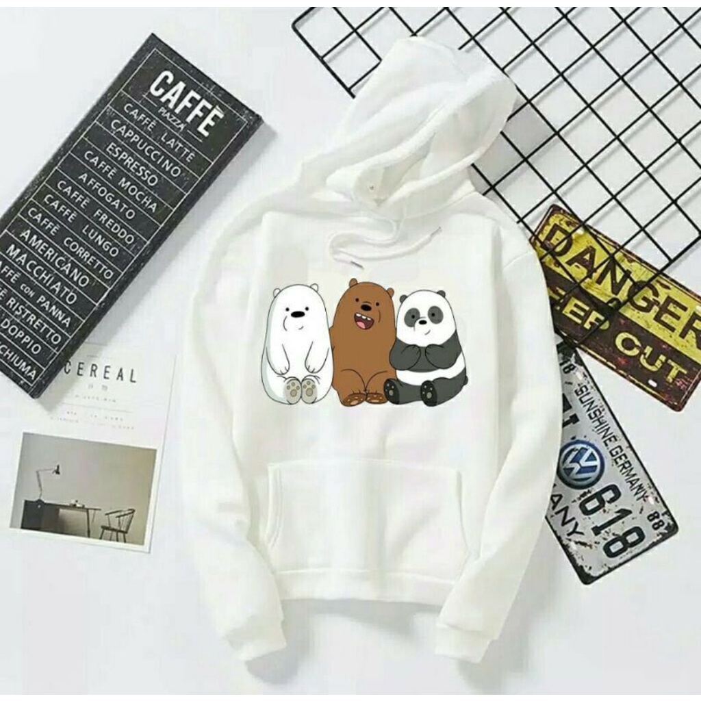 TRIO PANDA Sweater Hoodie Wanita-1