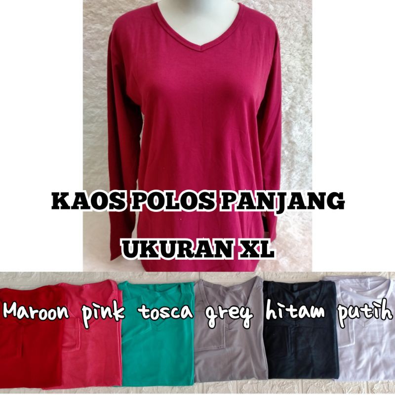 Kaos Wanita Polos Lengan Panjang Kaos Vneck Panjang