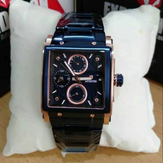 Jam tangan expedition e6731 wanita biru rose gold