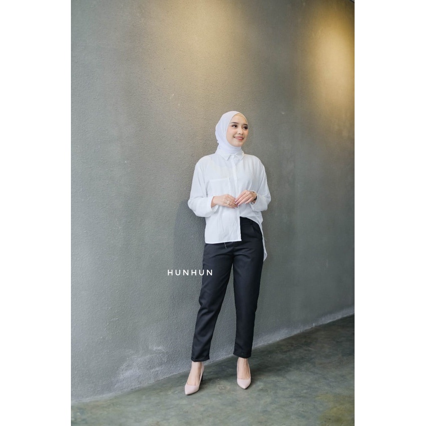 (PREMIUM) BAGGY PANTS AMERICAN DRILL GRADE A CELANA PANJANG OOTD BAGGY PANTS HITAM ARMY WANITA