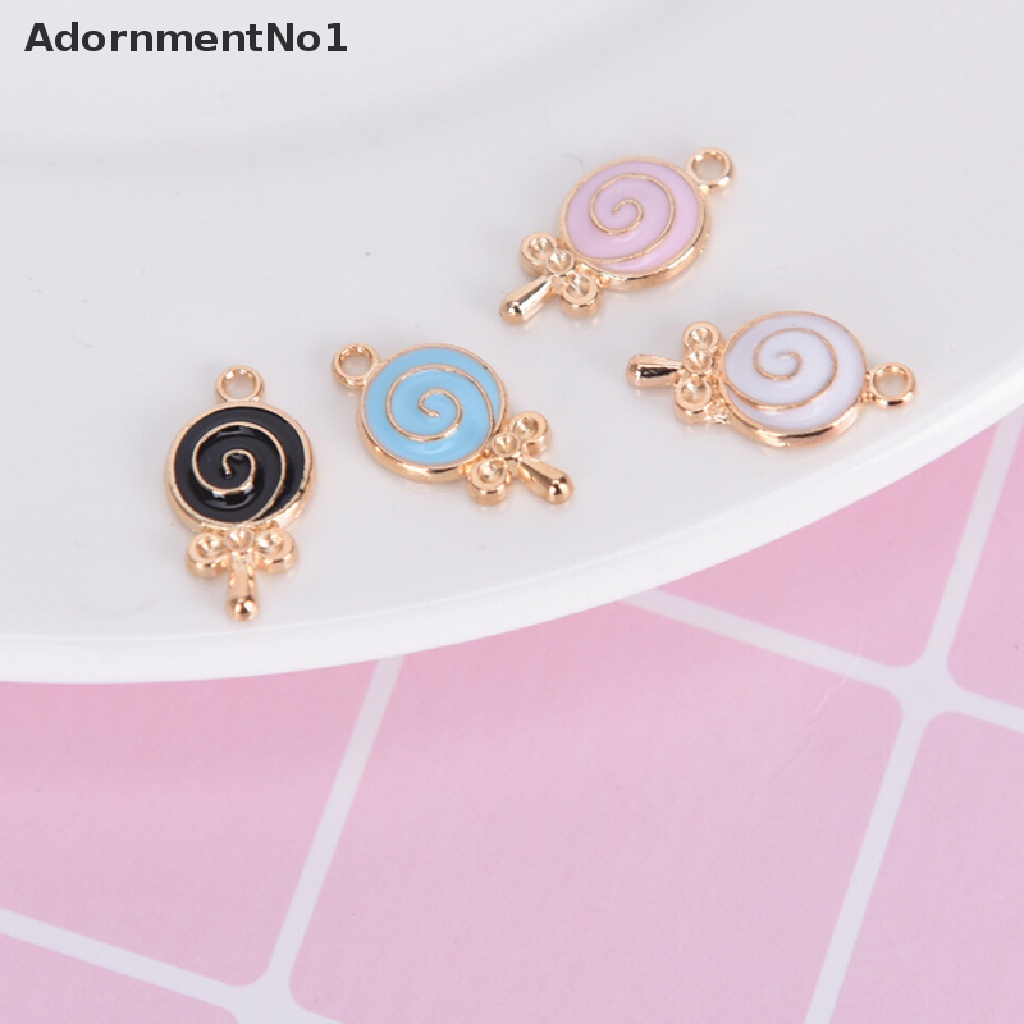 [AdornmentNo1] 10Pcs/Lot Enamel Alloy Lollipop Candy Charms Metal Pendants DIY Jewelry Findings [new]