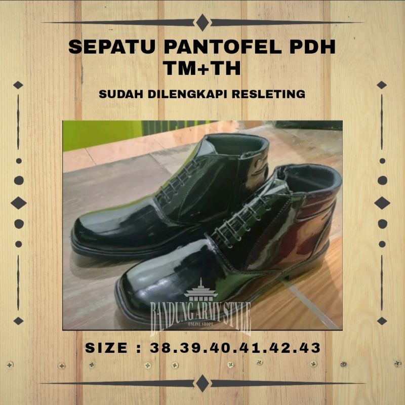 SEPATU/PANTOPEL PDH TNI ABRI SATPAM POLISI SECURITY HITAM KILAT TERMURAH TERLAKU TERBAIK