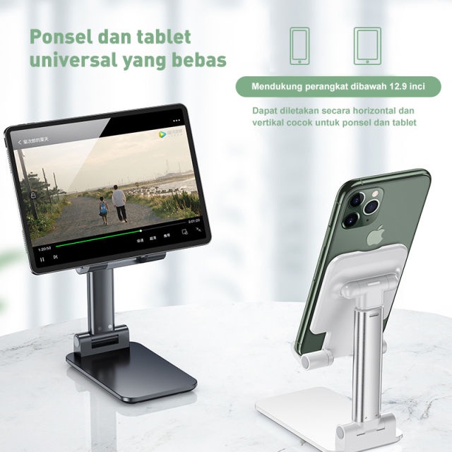 HD-23 High Quality Dudukan Ponsel Phone Holder Stand Lazypod Liftable Foldable HP di Meja Folding desktop Iphone Ipad Universal