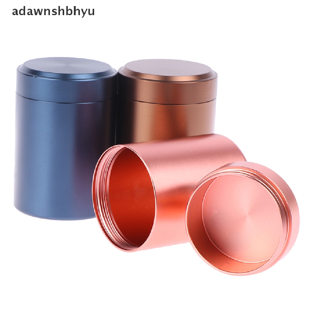 Adawnshbhyu 1x Wadah Kedap Udara Kedap Udara Aluminium Herb Stash Jar Metal Sealed Can Tea Jar