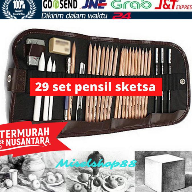 

set 29 pensil sektsa gambar sketch drawing pencil free pouch exclusive