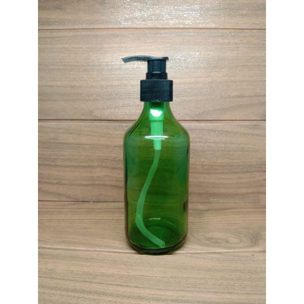 BOTOL KACA 300ML TUTUP PUMP LOTION HITAM