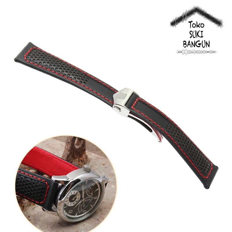 TALI JAM TAG TPU Leather Kulit Sintetis Hole Pattern Watch Band Strap