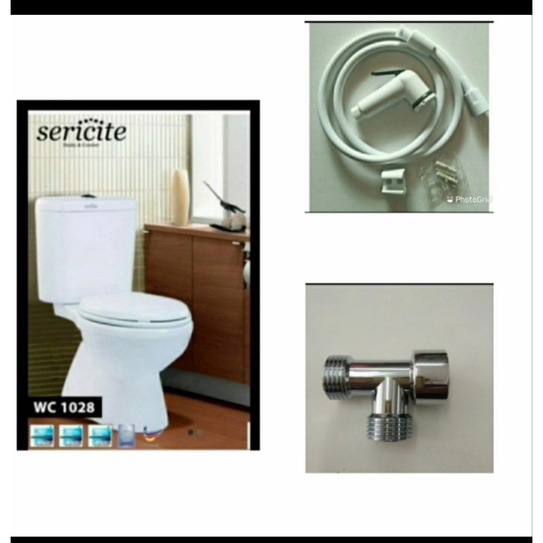 KLOSET DUDUK SERICITE AS 25 CM LENGKAP DENGAN SEMPROTAN TOILET