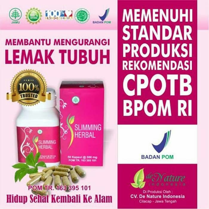 OBAT PELANGSING BADAN DAN PERUT HERBAL ALAMI OBAT DIET AMAN MENURUNKAN BERAT BADAN BPOM HALAL MUI