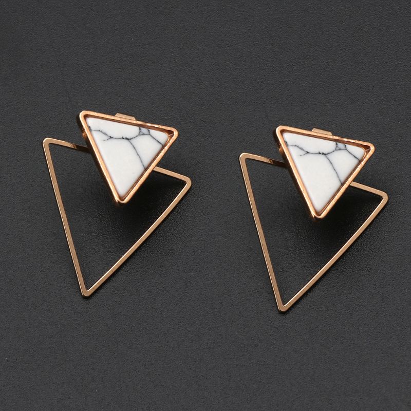 SIY  Bohemian Turquoise Geometric Round Triangle Square Hoop Stud Jacket Earrings