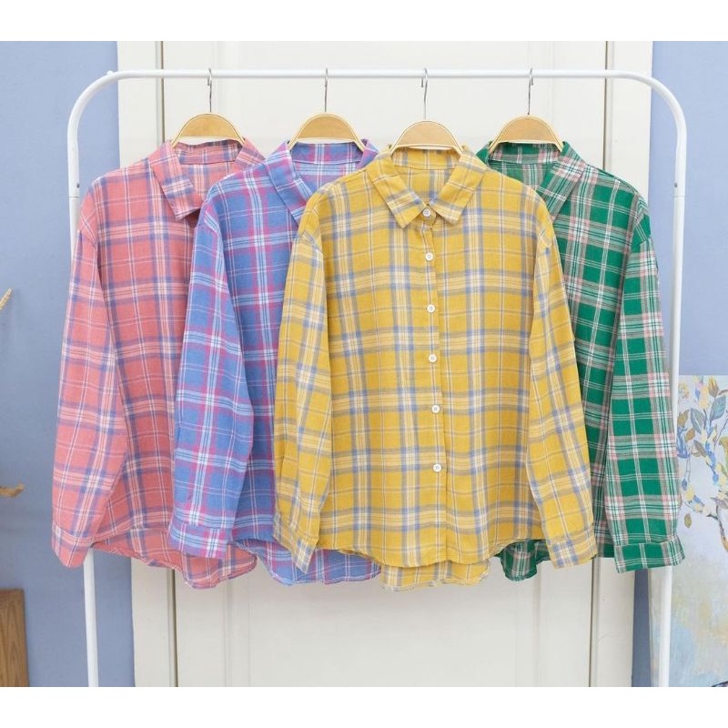 SALE ATASAN KOTAK/KEMEJA KOTAK/KEMEJA KATUN FLANEL/GROSIR TANAH ABANG PGMTA