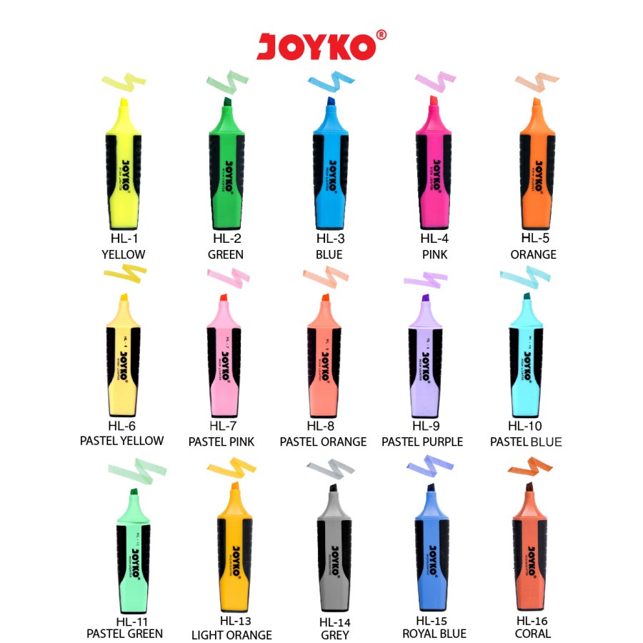 Highlighter Penanda Warna Basic Pastel Colour JOYKO HL-1 ~ 16