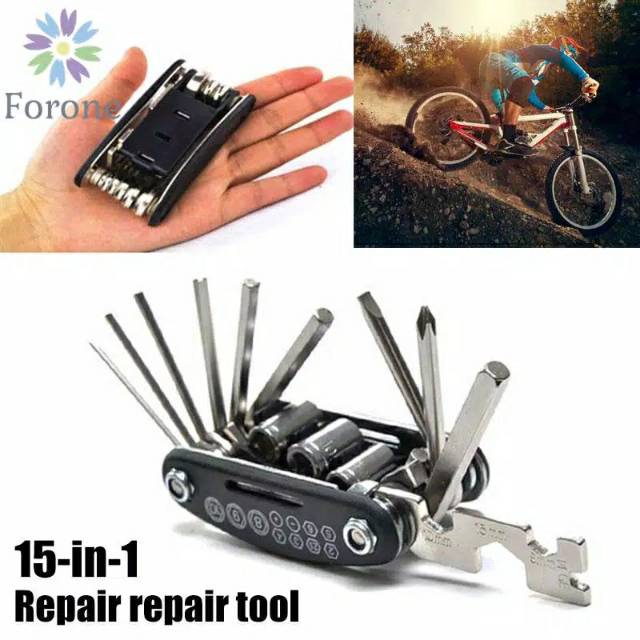 TAFFSPORT MULTIFUNCTIONAL 15 IN 1 EDC REPAIR TOOL KUNCI SET L HW0668 BLACK