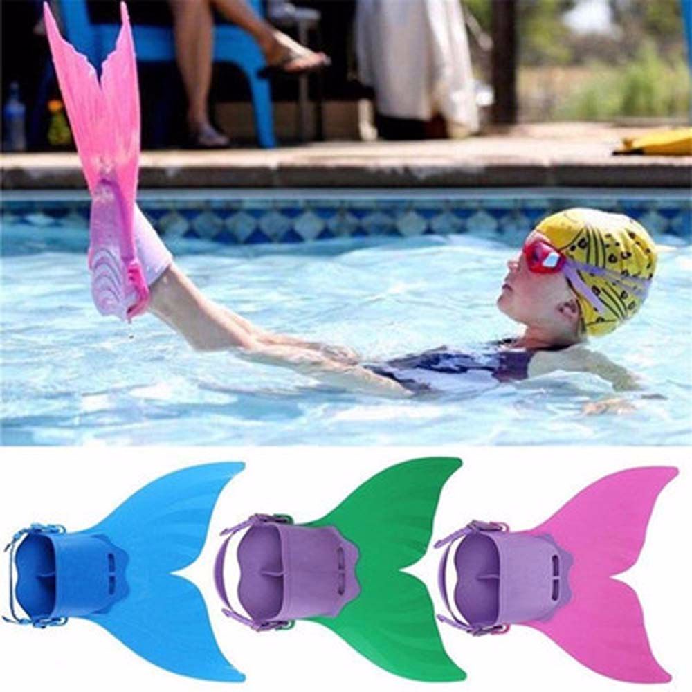 QUINTON Adjustable Swimming Fins Mermaid Foot Flipper Swim Fin Water Sports Snorkeling Submersible Tail Monofin Children Diving Feet Tail Flipper/Multicolor