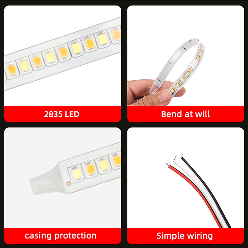 2buahbuah Kaca Spion Mobil DRL Lampu LED Universal Light Stream Strip Sinyal Untuk Motor