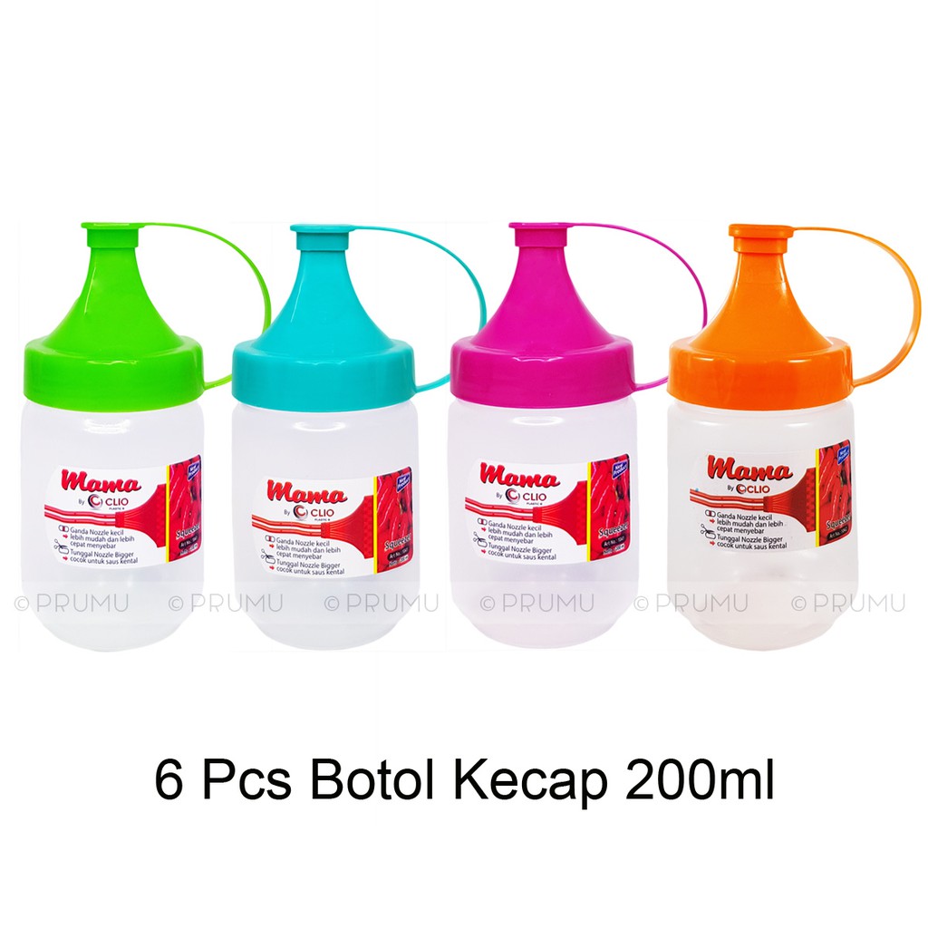 6 Botol Kecap 200 ml | Botol Saos | Botol Mayonnaise | Squeeze Bottles | Botol saus | Botol Sambal |