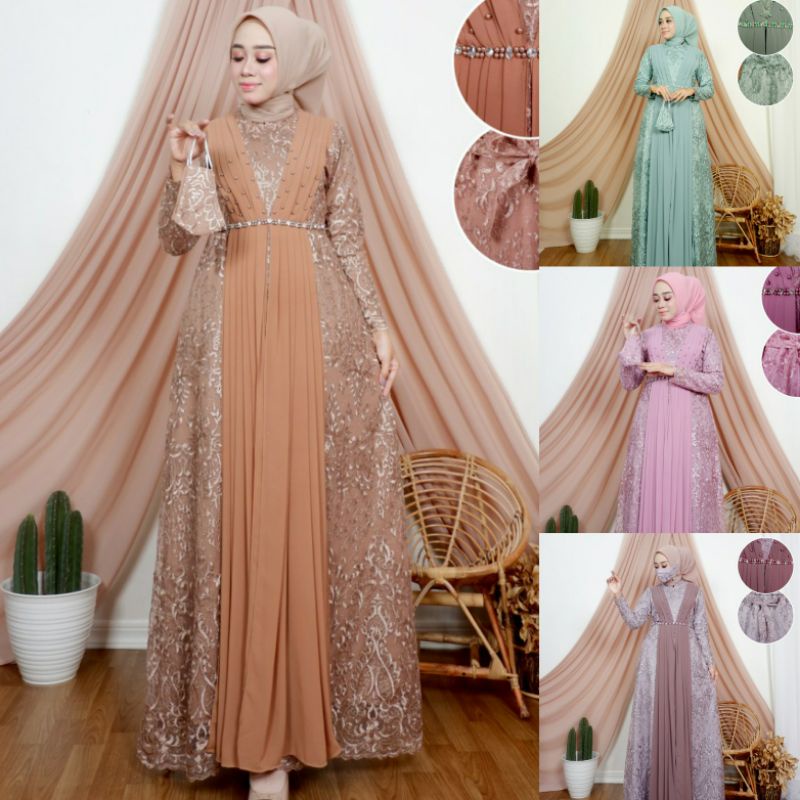 GAMIS BRUKAT / OUTFIT BAJU PESTA KEKINIAN / BAJU GAMIS MODERN / RATU