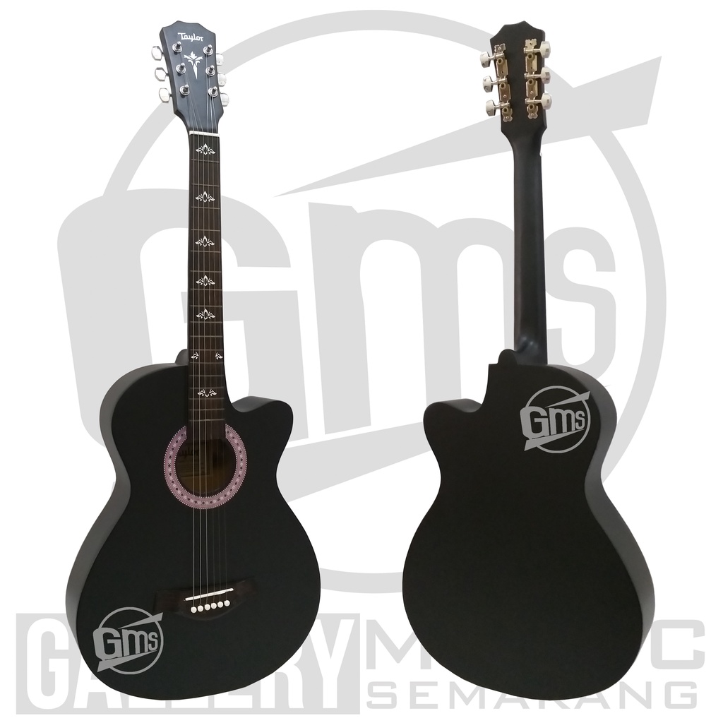 (PAKET KOMPLIT) Gitar Akustik Taylor Tanam Besi Bonus Softcase Pick Senar Cadangan