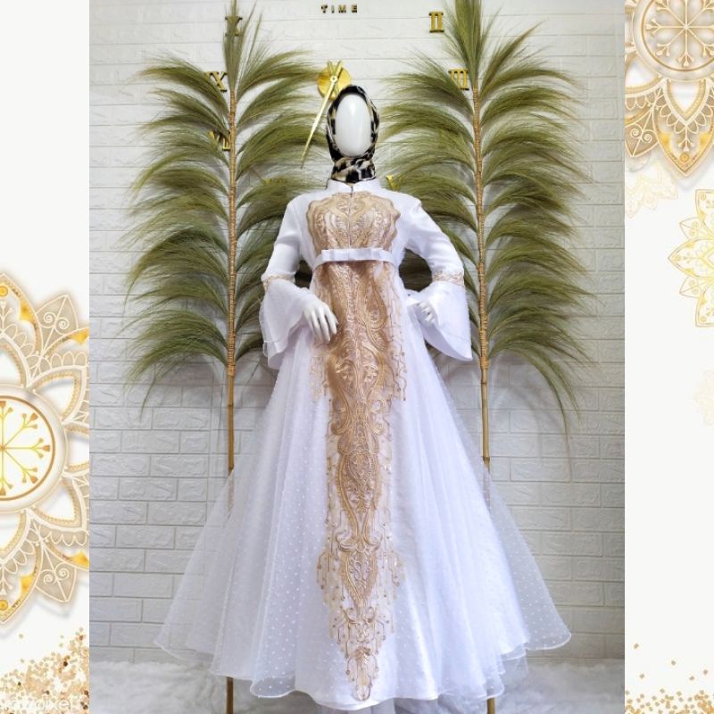 AZAAN AKHTAR DRESS (Gaun Wedding Pengantin Muslim/Muslimah Akad Nikah Pesta Lamaran Seragam Bridesma
