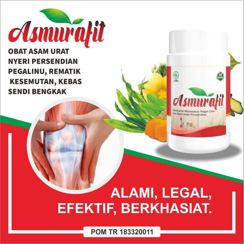 Kapsul Asmurafit 60 Kapsul CV. Berkah Alam - Asmurafit Obat Herbal Asam Urat Rematik Pegal Linu Nyeri Sendi