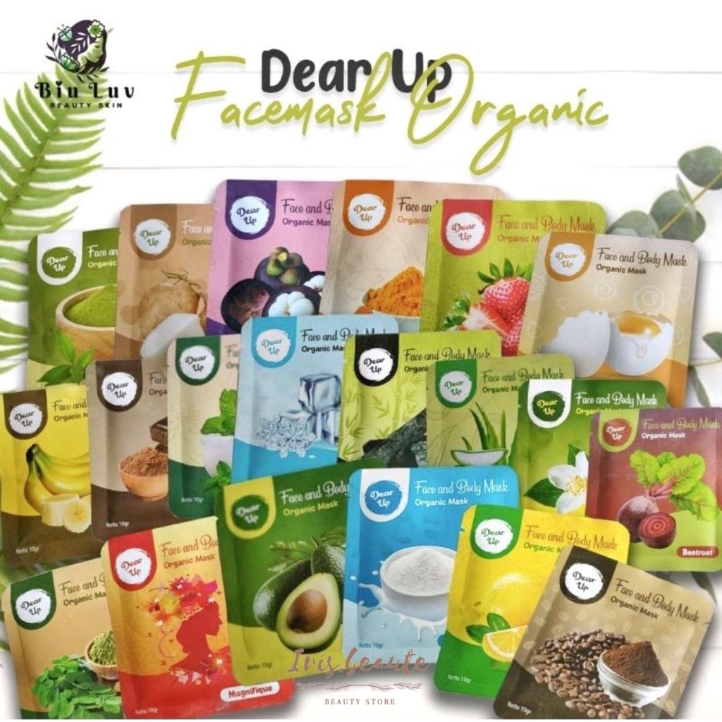 DEAR UP Face Mask 10gr &amp; 20gr / Masker Organik / Masker Bubuk Organik / Masker Wajah / Face Mask &amp; Body Mask