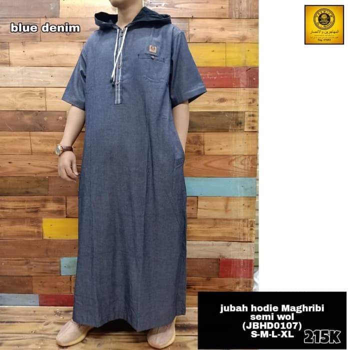 Baju Gamis Jubah Hoodie Maghrib By Al Amwa Modern Original Levis Denim Termurah