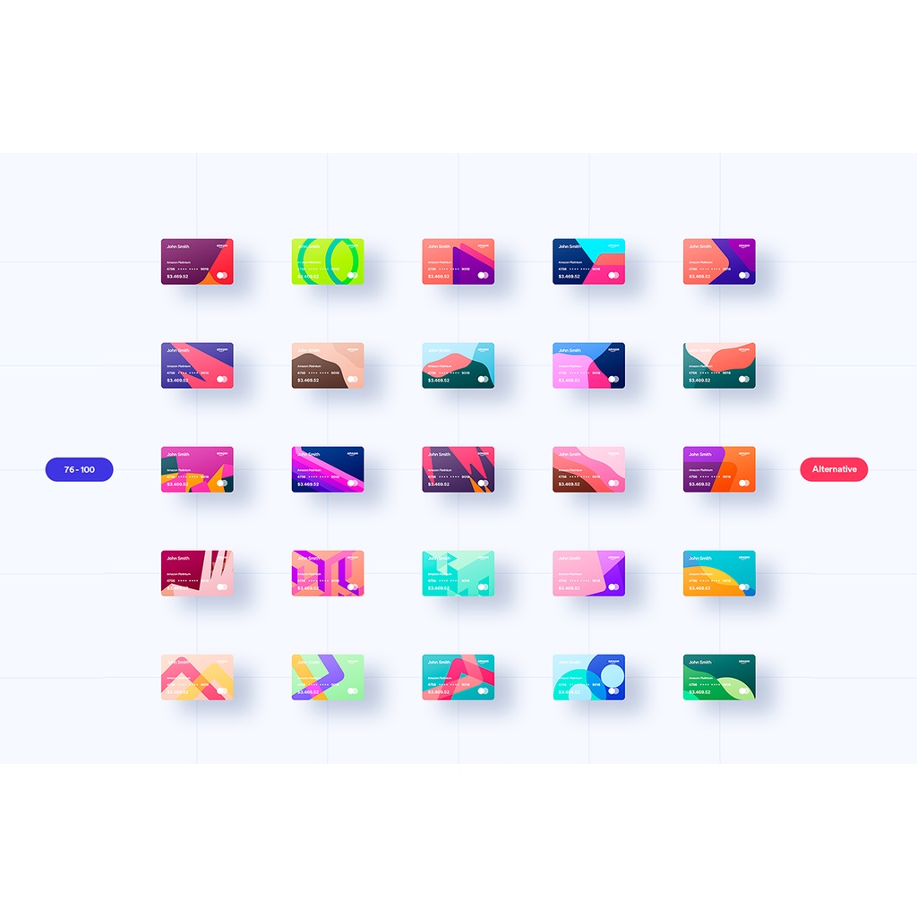 100 Financial Virtual Design Cards - Photoshop &amp; Illustrator