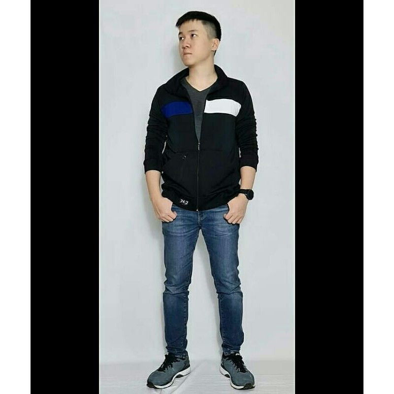 JAKET J&J MOTIF BLUE ' WHITE / jaket scuba / jaket pria