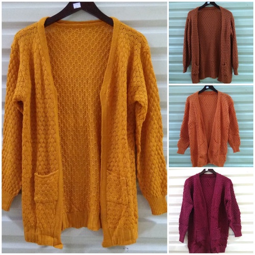 Baju Cardi Pakaian Suwiter Kardigan Suiter Luaran Hangat Sweater Jaket Wanita Korea Ibu Ibu Dewasa R
