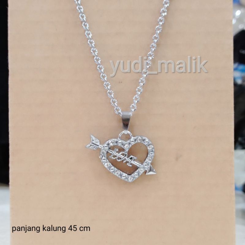 kalung silver dewasa panjang 45cm dan liontin mewah