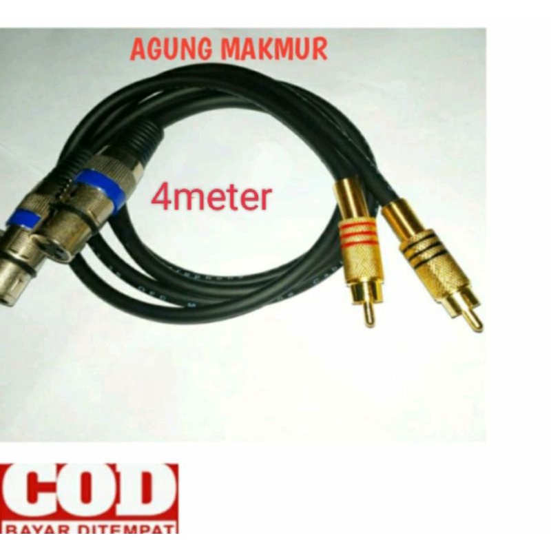 Kabel Mixer Ke Power Ampli Jack Canon Xlr Female Ke Rca 4METER