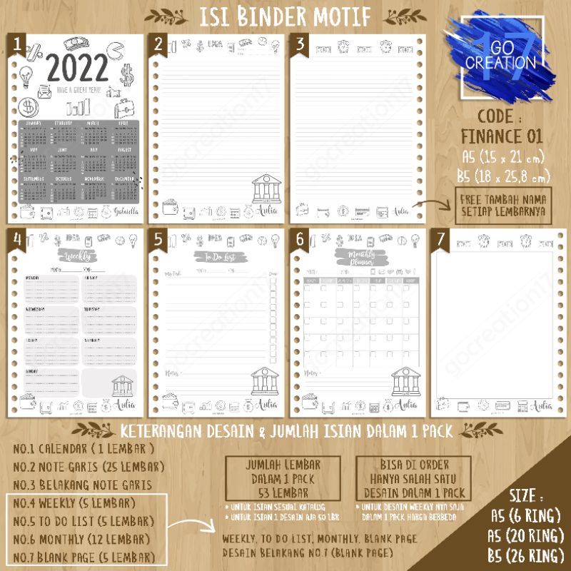 

Buku Planner isi Kertas Binder Motif Accounting Finance 01 Premium A5 ring 20 dan A5 ring 6