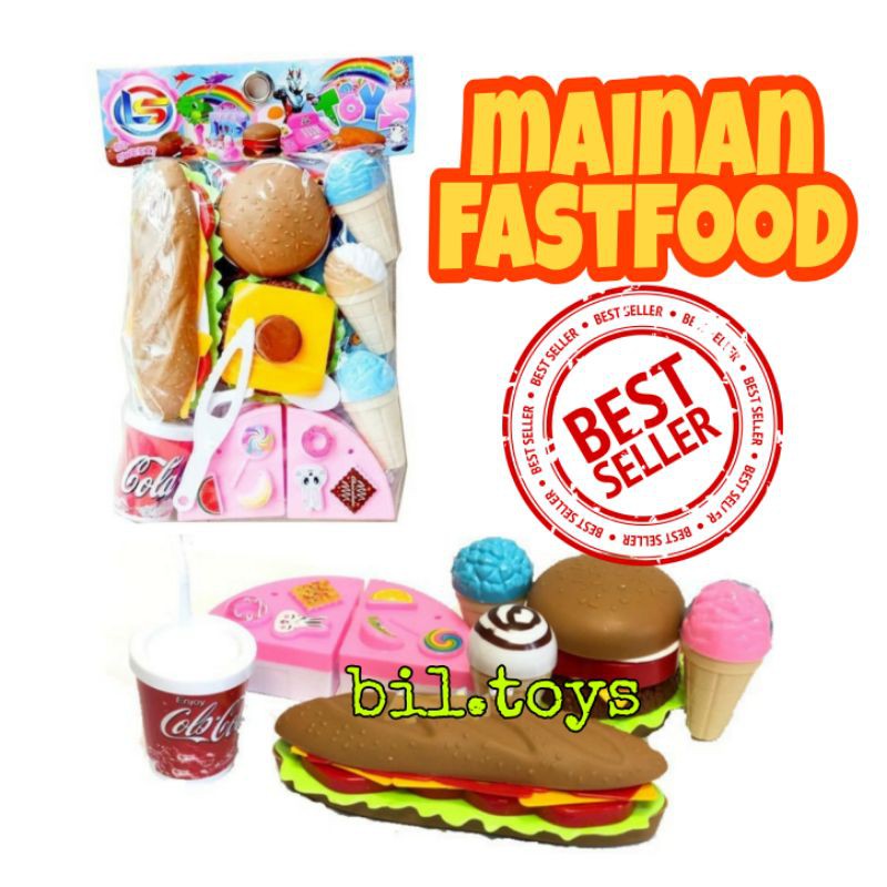 LF 33 SWEET ICE CREAM FAST FOOD MAINAN ANAK PEREMPUAN MAKANAN DIPOTONG SANDWICH KUE ULTAH BURGER