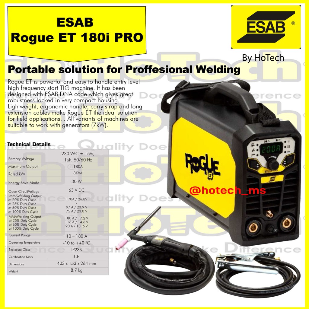 ESAB Rogue ET 180i | TIG 180 | Tig Welding Machine | Mesin Las Tig 180