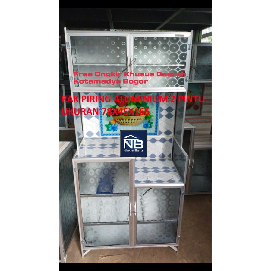 Rak Piring KACA 2 Pintu Magic Buah Seng Daerah Bogor