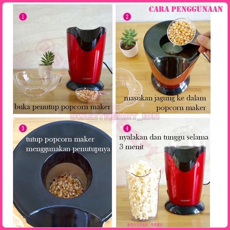 SOKANY mesin pembuat popcorn otomatis alat pembuat popcorn elektrik popcorn maker pop corn