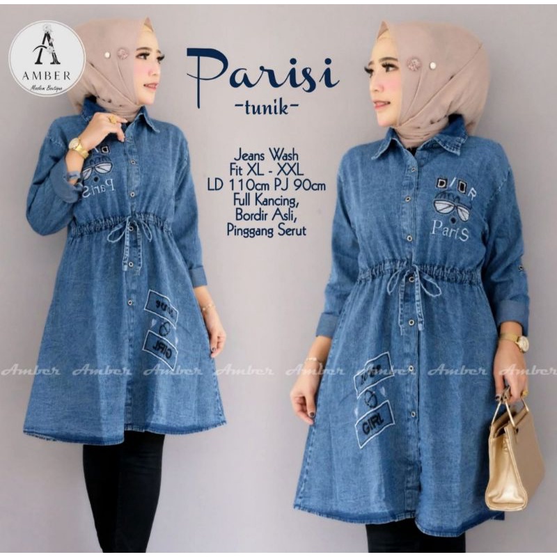 ATASAN JEANS WANITA 2022  MODERN  BAJU JEANS PEREMPUAN KEKINIAN TUNIK  DEWASA   TERMURAH TERBARU LEN