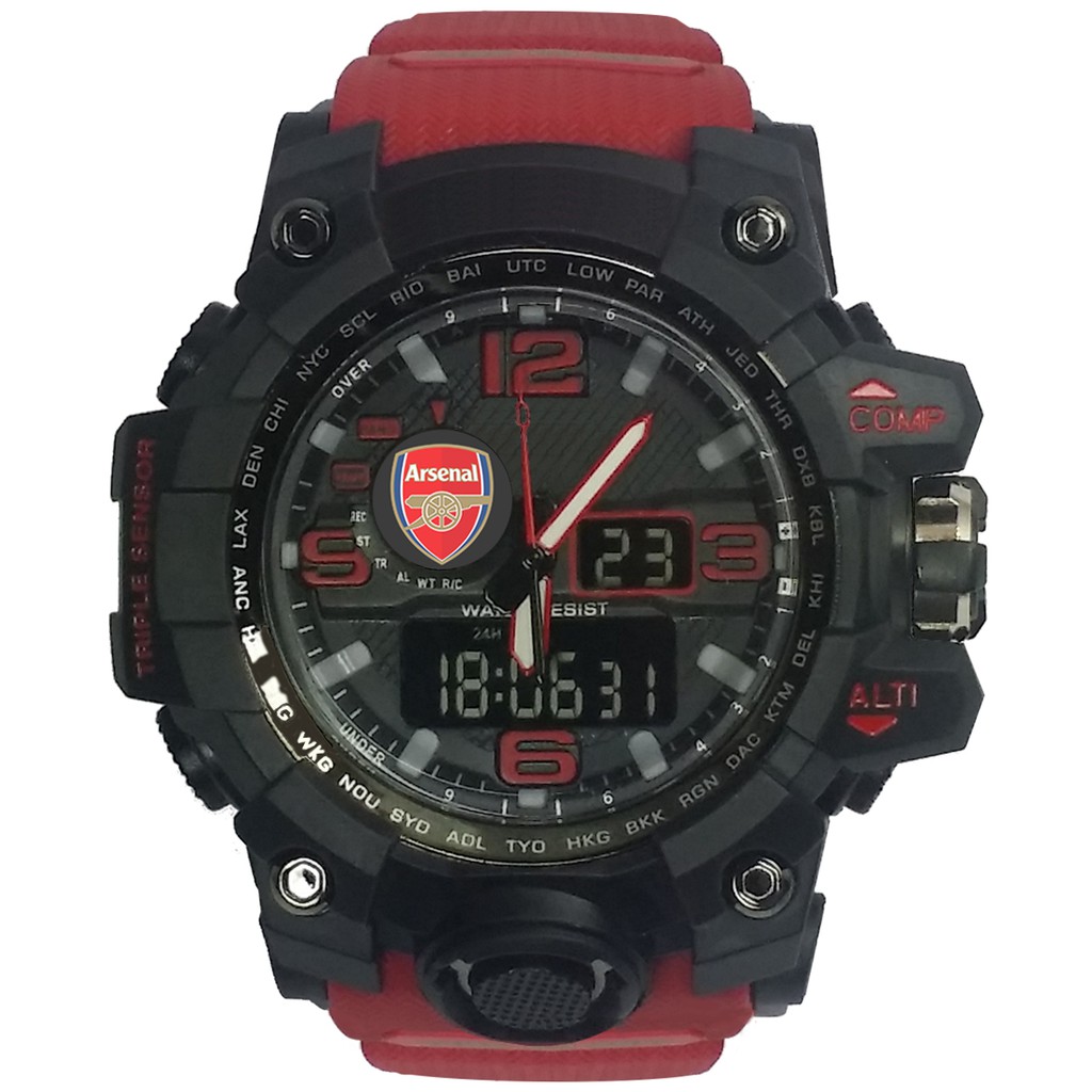 (Istimewa Bossque) Jam ARSENAL Double Time Tali Merah Marun (Exclusive)