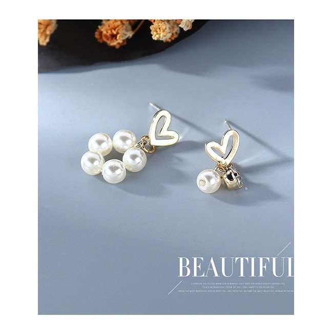 LRC Anting Tusuk Fashion Golden Irregular Love Earrings Y64051