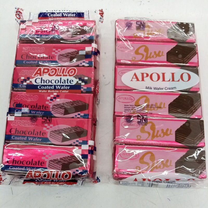 

( HOKKY) APOLLO WAFER MILK CHOCOLATE / APOLO COATED WAFER 12 pcs x 12gr / Wafle / Wafer coklat / wafer susu