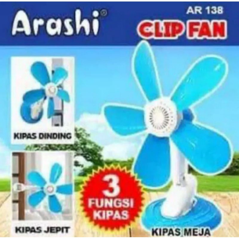 Kipas Angin Jepit  Arashi 3 in 1 5 baling 20w(Duduk-Jepit&amp;Dinding)