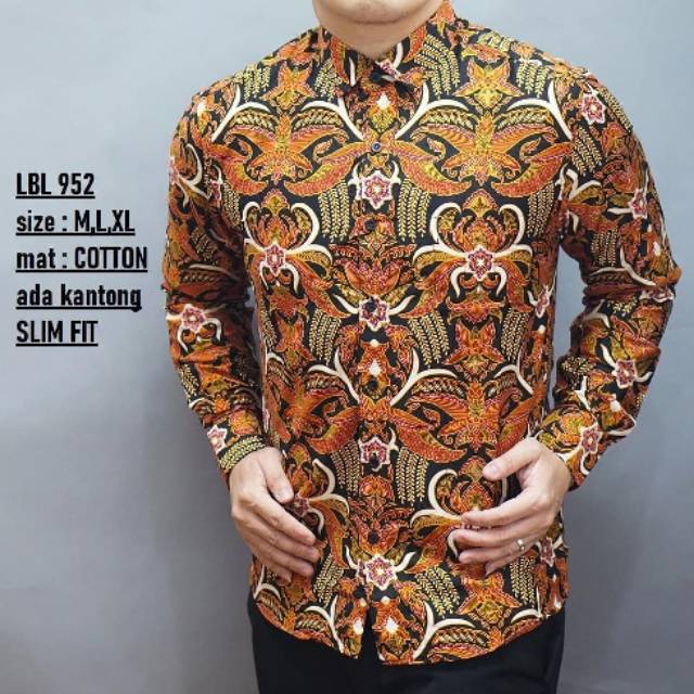 BAJU BATIK PRIA LENGAN PANJANG | KEMEJA PRIA SLIM FIT LBL 952 LUIGI