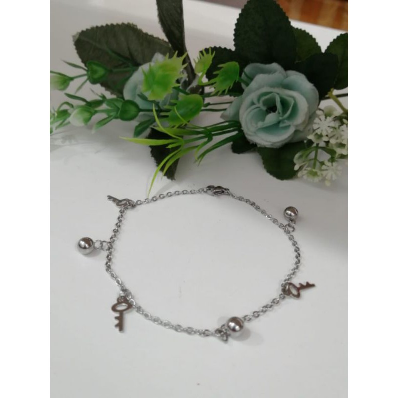 GELANG TANGAN WANITA TITANIUM ASLI ANTI KARAT LAPIS EMAS 22 K WARNA SILVER MOTIF PILIHAN