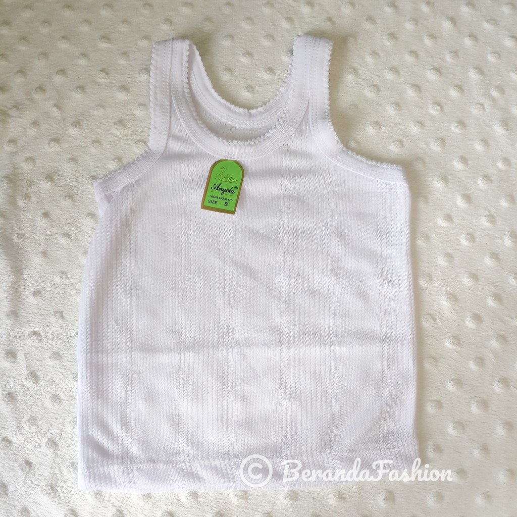 1 Lusin isi 12 kaos singlet putih anak berkualitas size S-3L Murah