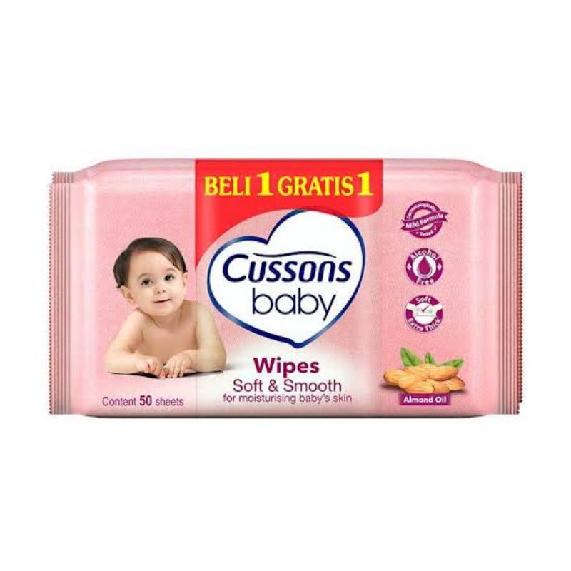 Cussons Baby Wipes 50s + 50s - Cussons Baby Wipe 50s Free 50s - Cusson Tissue Basah Bayi 50s+50S - Tissu Basah Bayi Dual Pack