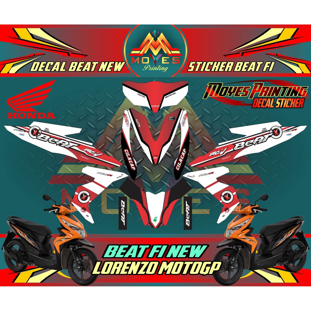 Sticker Motor Honda Beat Fi Decal Stiker All New Beat Fi Design Lorenzo Gp Shopee Indonesia