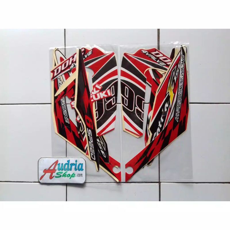 Stiker striping Satria Fu 2012 hitam merah